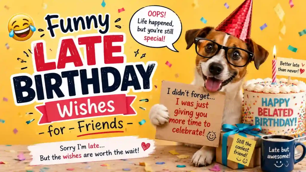 Funny Late Birthday Wishes for Friends