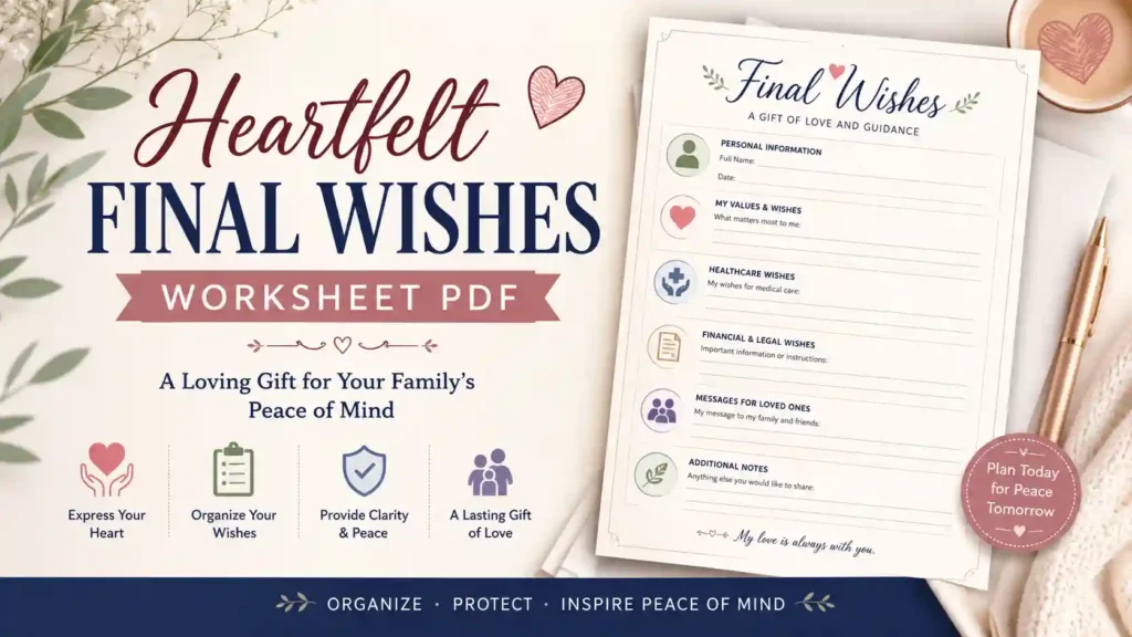 Heartfelt Final Wishes Worksheet PDF