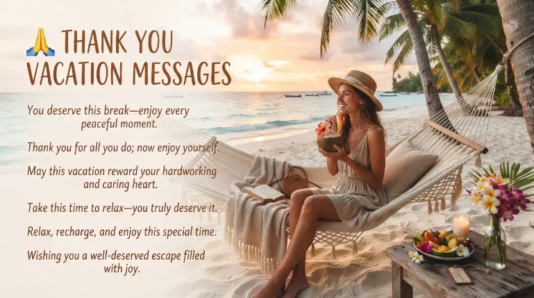 Thank You Vacation Messages