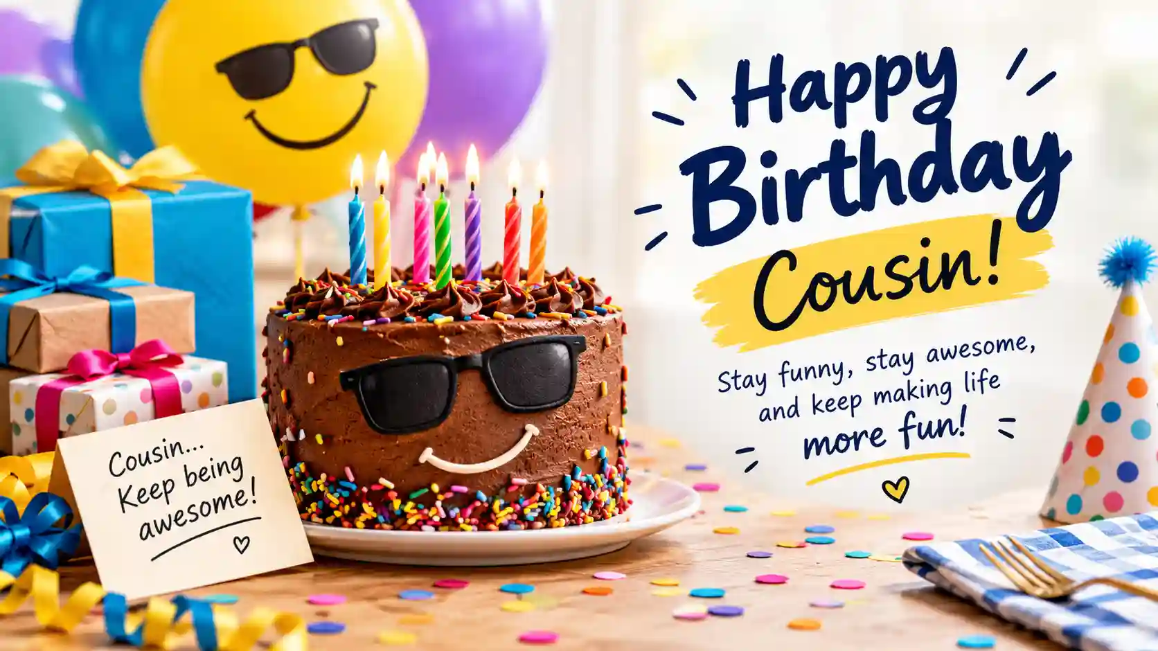 Funny Birthday Wishes for Your Cousin