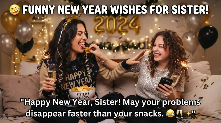 Funny New Year Wishes for Sister
